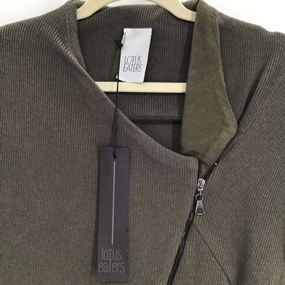 Lotus Eaters Asymmetrical Zip Sweater Jacket Business Casual Green NWT Size S - Picture 3 of 8